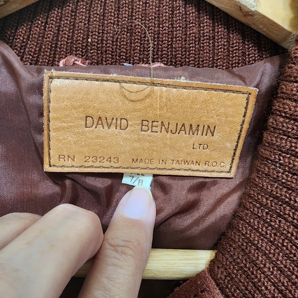 Vintage David Benjamin Burgandy Hooded Bomber Jacket Size 7/8 - Picture 6 of 16